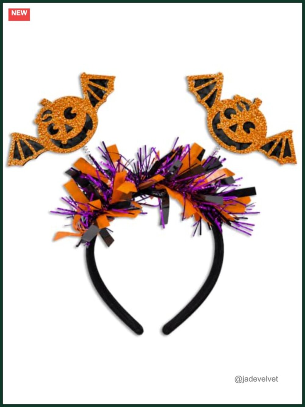 Halloween Bat Headband Glitter Pumpkin Fringe Hair Accessory